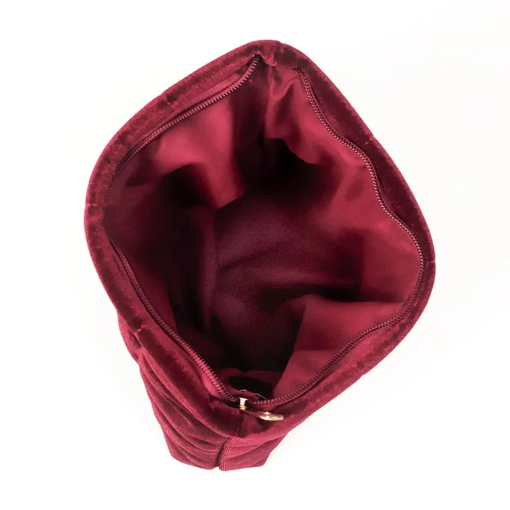 Moda veludo saco cosmético cor sólida grande capacidade acolchoado saco de armazenamento leve zíper viagem saco de higiene pessoal