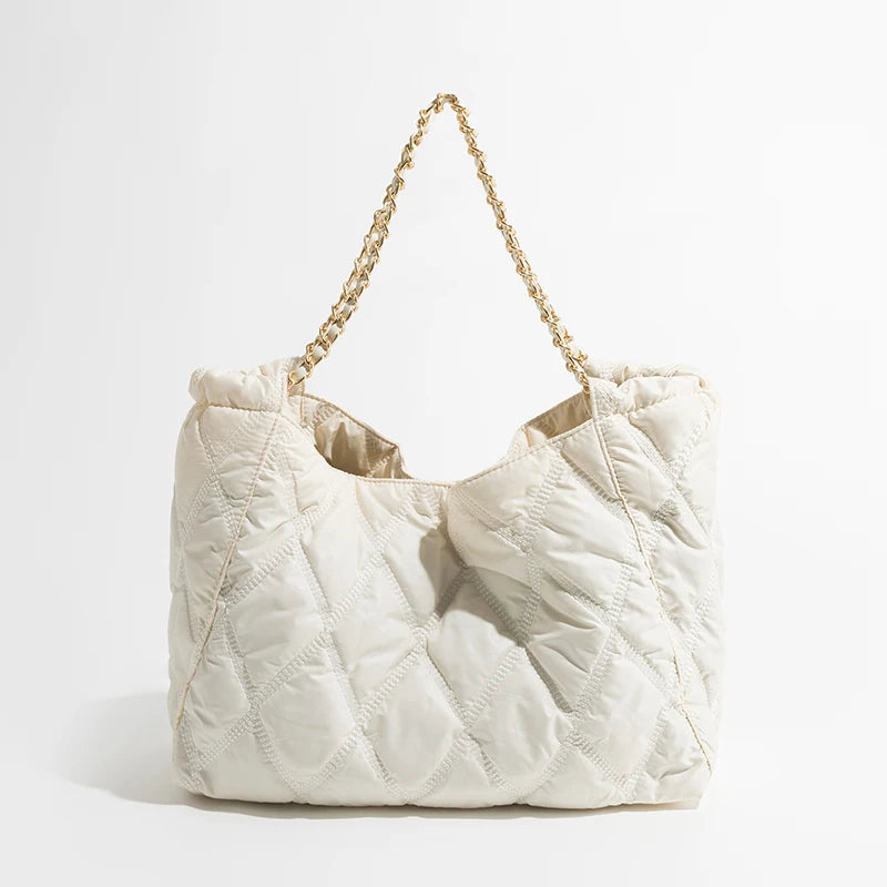 Casual lingge acolchoado bolsas de ombro femininas designer correntes acolchoadas senhora bolsas náilon grande capacidade sacola grandes sacos inchados 2023