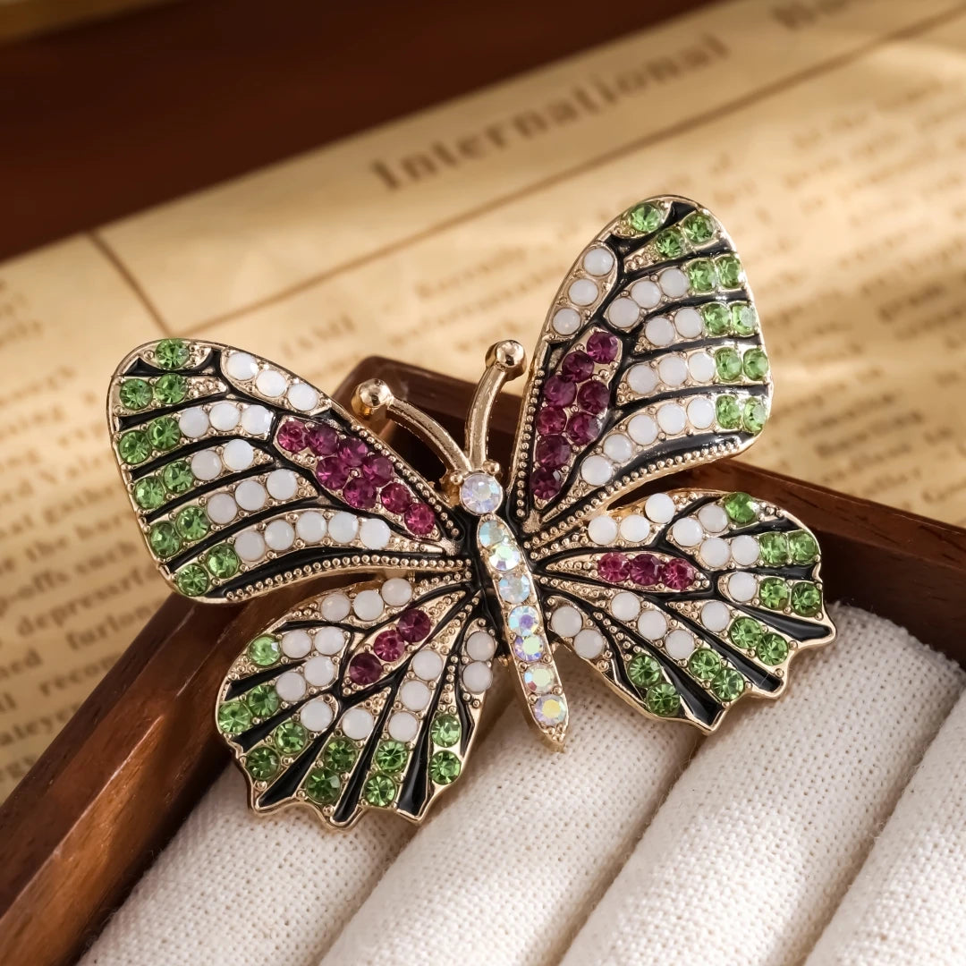 Borboleta colorida Designer Zircon Broche Mulheres Brilhante Crystal Lapel Pin Roupas luxuosas Jóias Acessórios