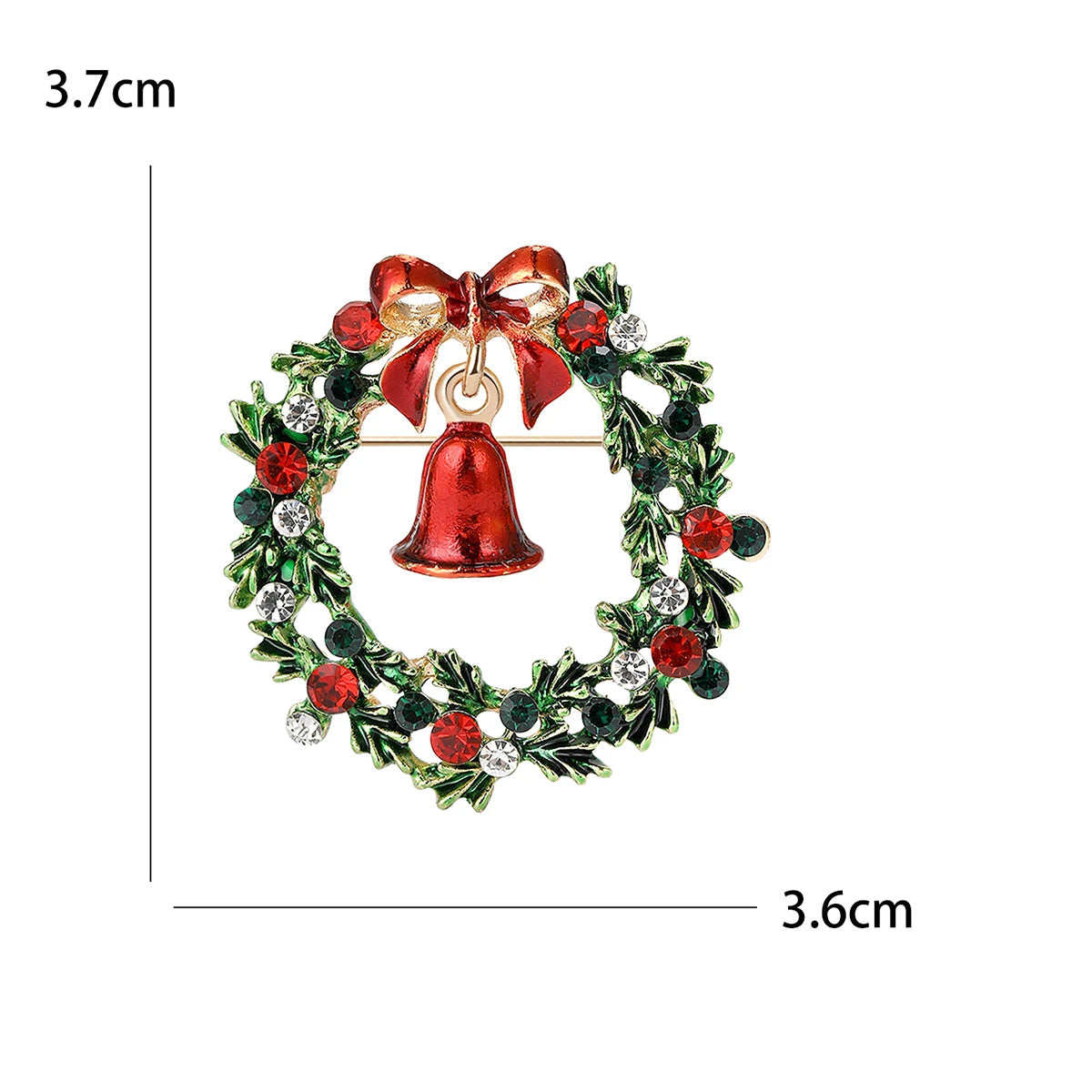 Broche Guirlanda de Natal com Strass Design Elegante Feminino