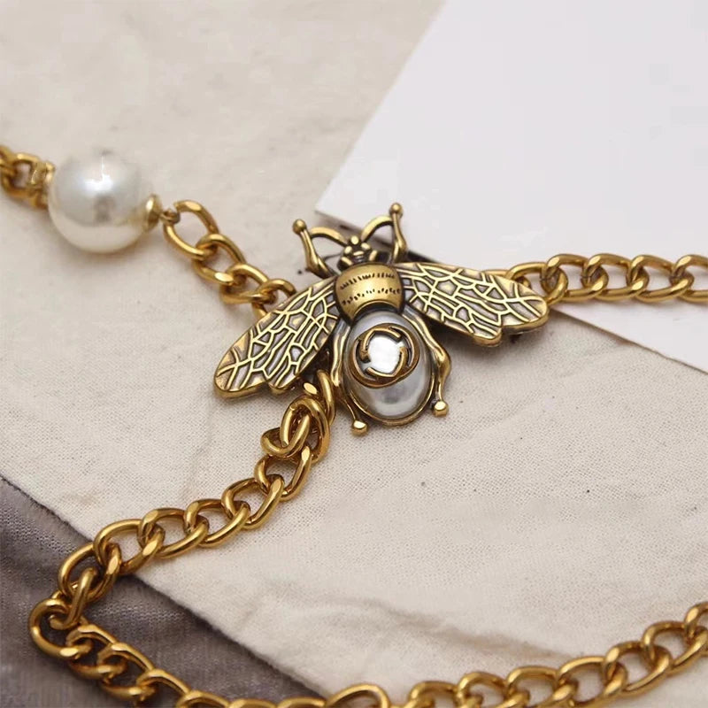 Corrente de cintura longa de luxo para mulheres vintage pérola splice metal cinto de alta qualidade vestido decoração corrente presentes