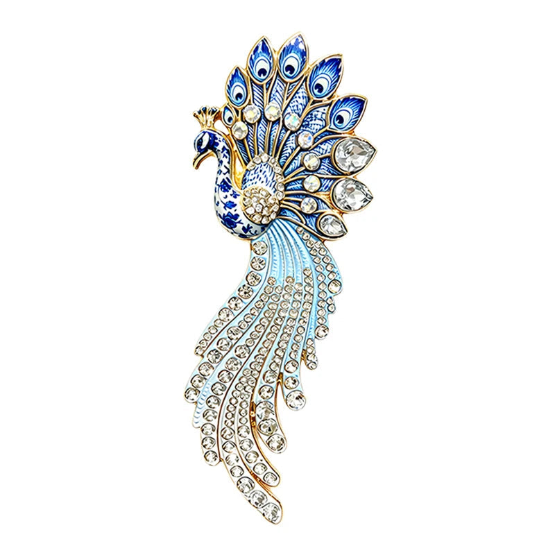 Broche Pavão Luxo com Strass e Design Elegante Feminino