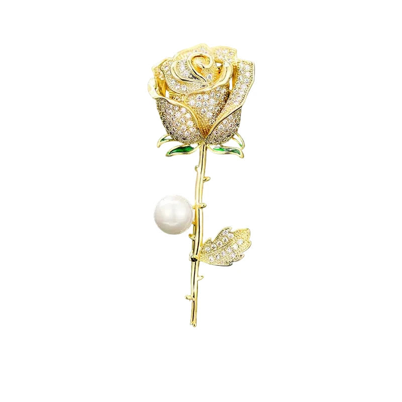 Broche Rosa com Cristais Design Elegante Feminino