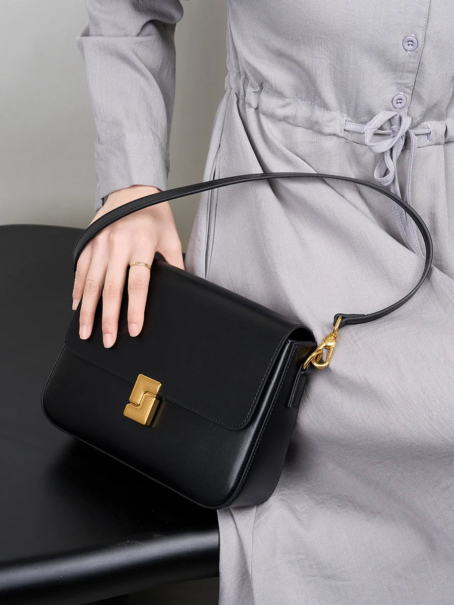 100% couro dividido bolsa de ombro feminina moda pequena praça axila saco de alta qualidade das mulheres commuter crossbody saco