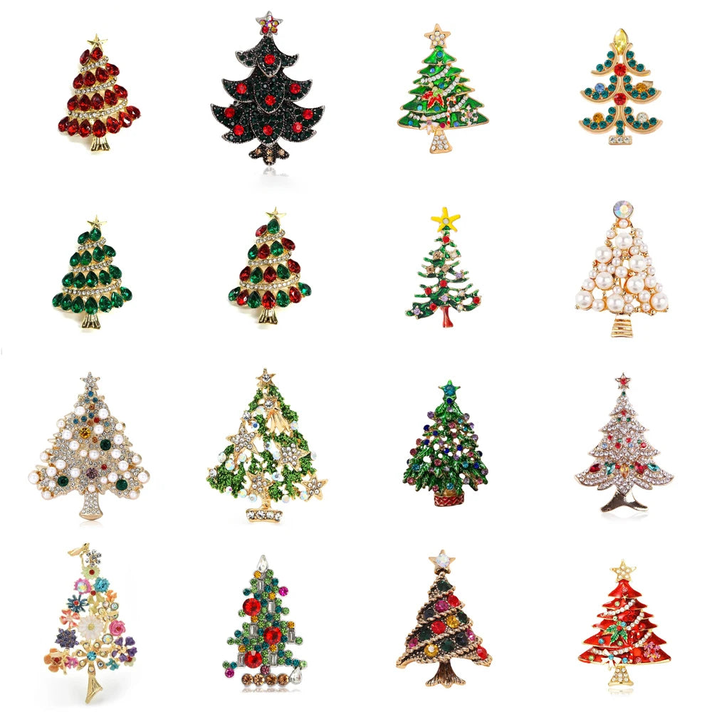 Broche Árvore de Natal com Strass Design Elegante Feminino