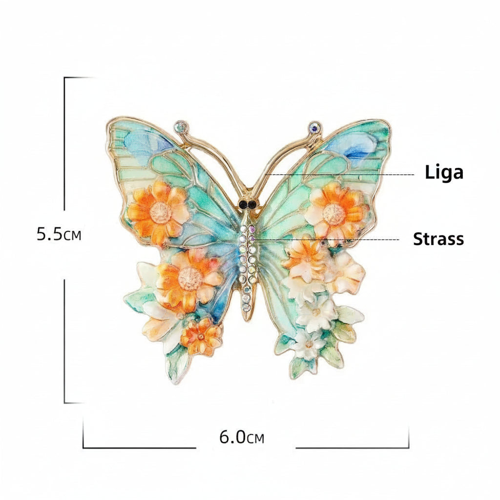 Jardme broche de borboleta esmaltado vintage para mulheres, luxo, lindo inseto colorido com flor, alfinetes de roupas femininas, presentes