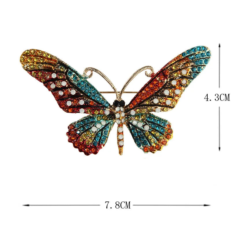 Borboleta colorida Designer Zircon Broche Mulheres Brilhante Crystal Lapel Pin Roupas luxuosas Jóias Acessórios