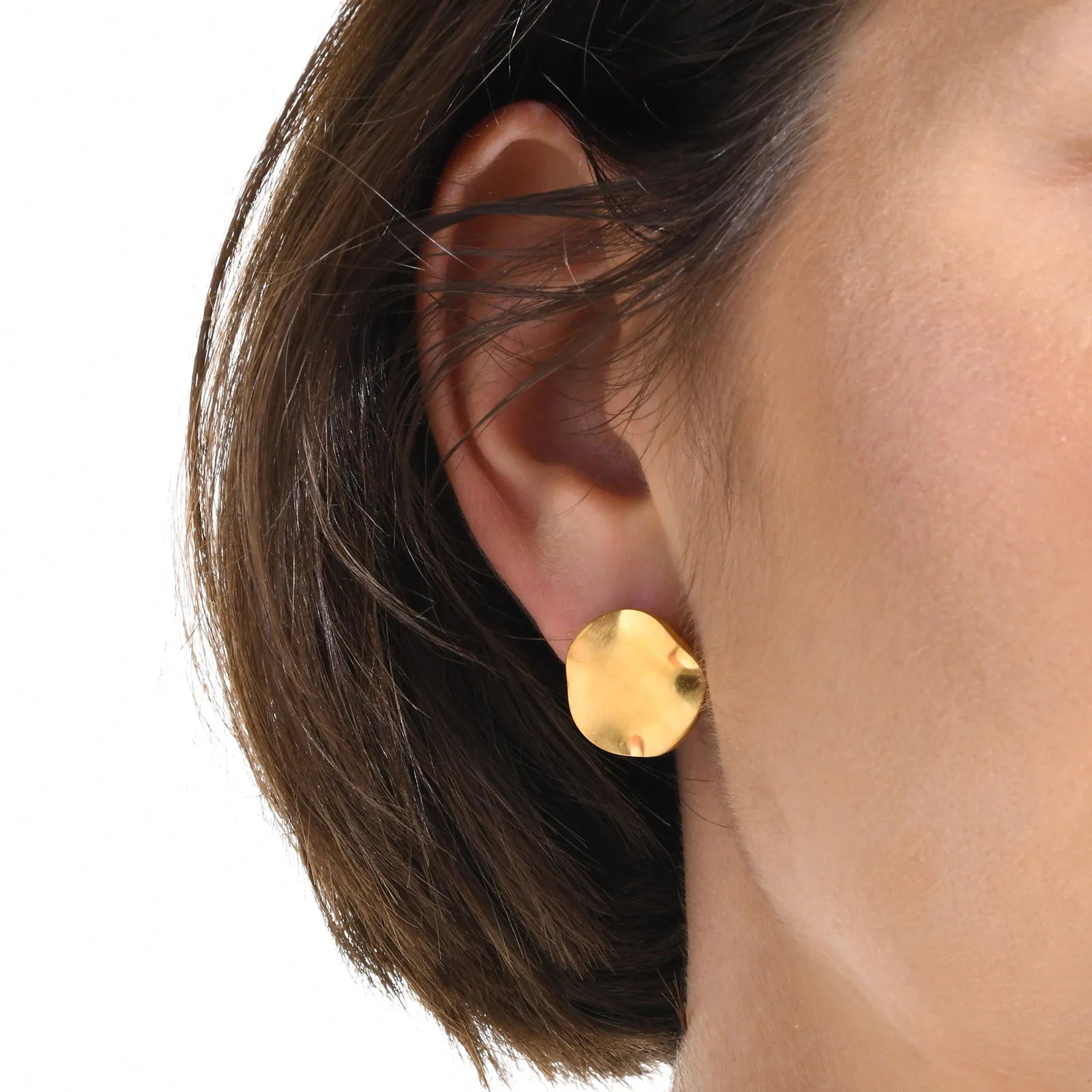 Vnox 1 par de brincos grandes de coração feminino, presentes de orelha de cor dourada de aço inoxidável para ela, joias minimalistas delicadas e chiques de tamanho grande