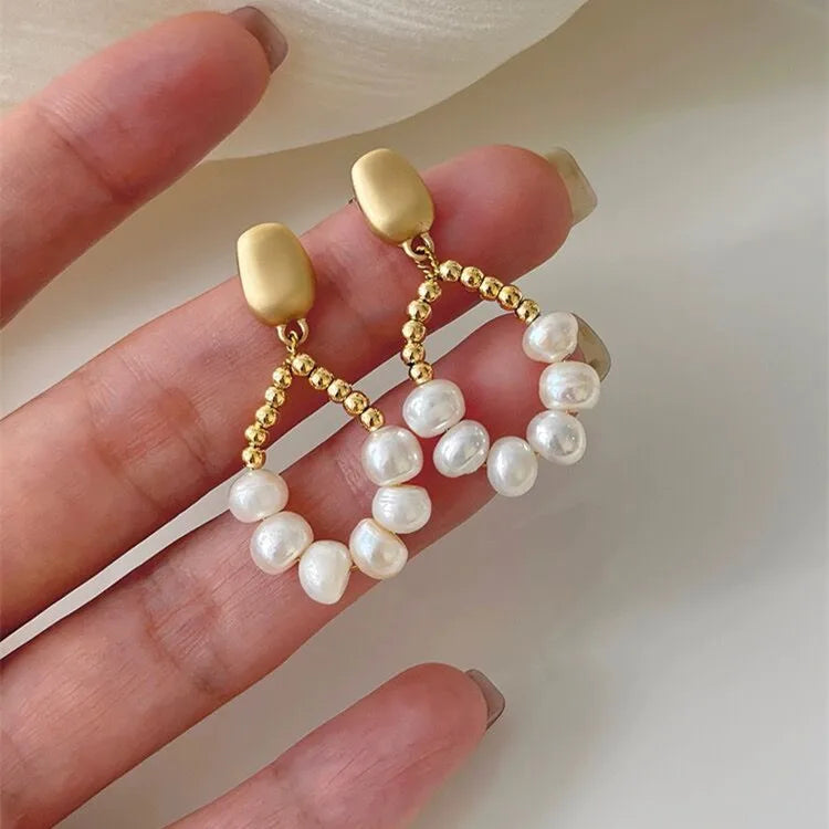 Brincos de Pérola de Água Doce para Mulheres, 100% Natural, Gota de Água Cheia, Borlas Femininas Jóias, Presentes Anti Alergia, Ouro 14K