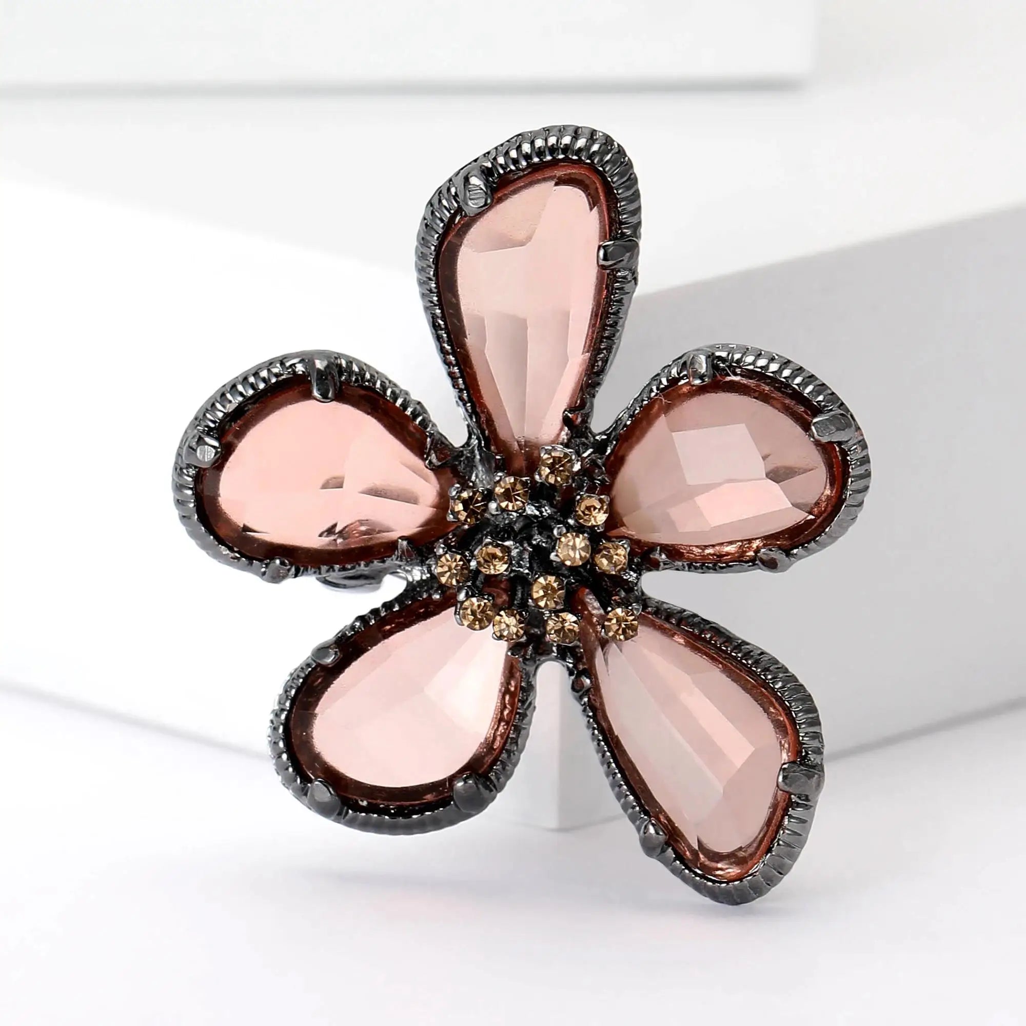 Broche de Flor em Strass e Cristal para Acessórios Premium