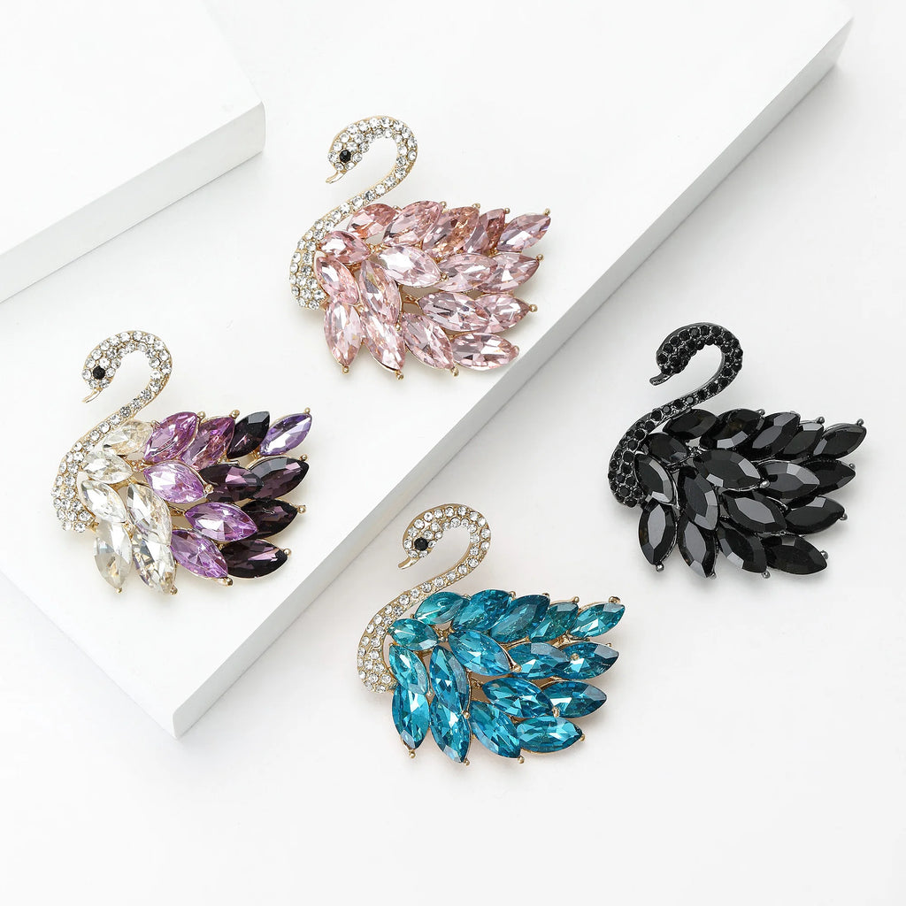 Beaut & berry luxo strass cisne broches para mulheres alfinetes animais casual festa amigos acessórios nova moda presentes decoração