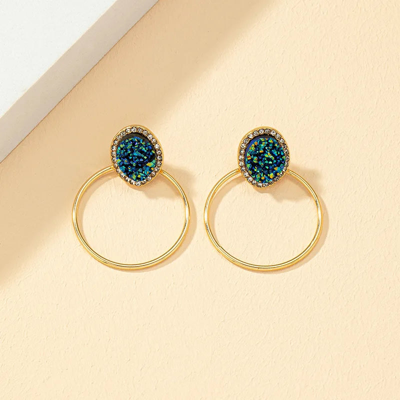 Geométrica Circular Brincos para Mulheres, Holiday Party Gift, OL Moda Jóias, Acessórios de Orelha Retro, E453