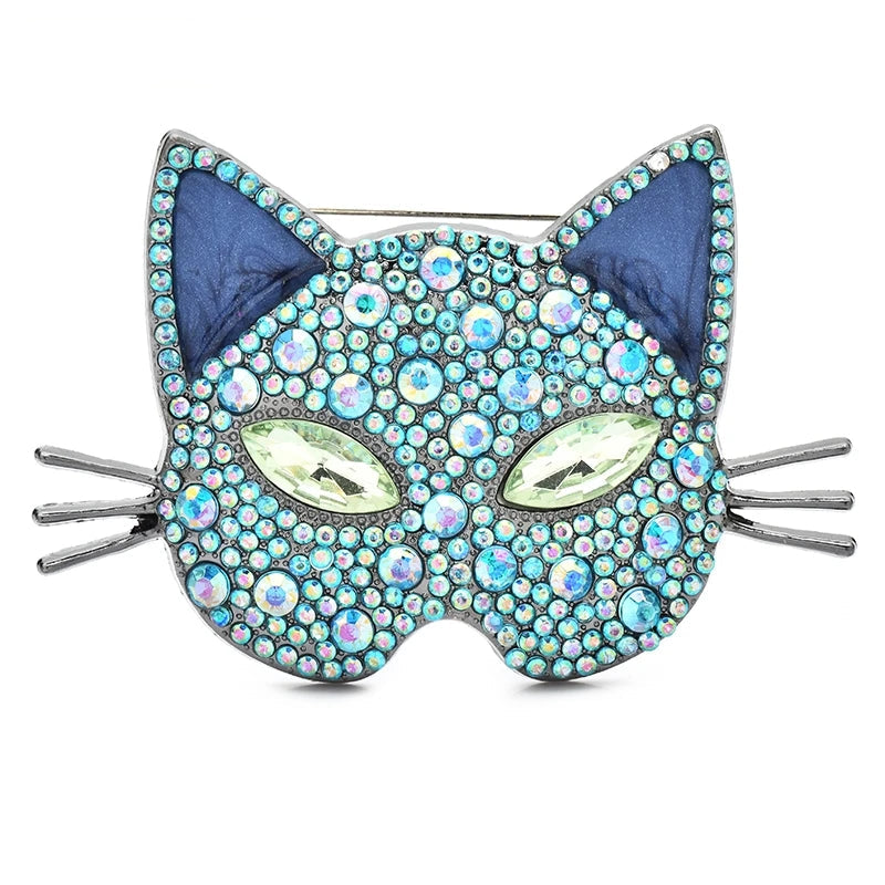 Wuli & baby broches de cabeça de gato brilhante para mulheres unissex 4 cores luxo adorável gatinho animais de estimação animal escritório festa broche pinos presentes