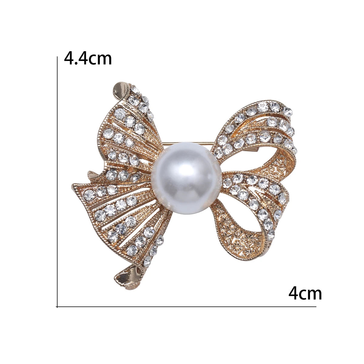 Broche Laço Feminino com Strass e Pérolas para Acessórios