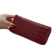 Carteira longa padrão crocodilo para mulheres, bolsa de armazenamento leve casual, grande capacidade, porta-moedas feminina, carteiras simples na moda