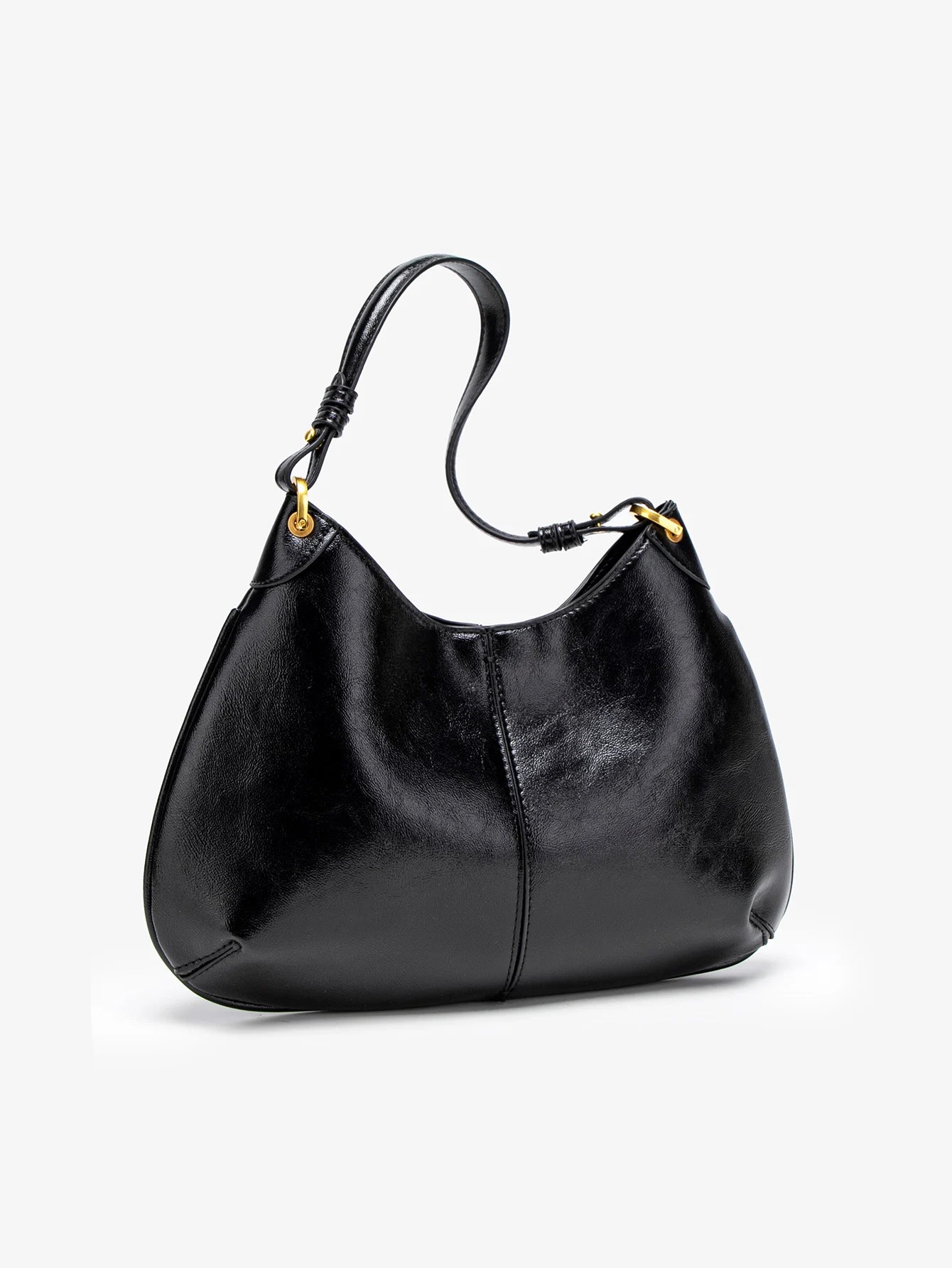 Bolsa de Ombro Elegante em Couro Vegano Preto com Grande Capacidade