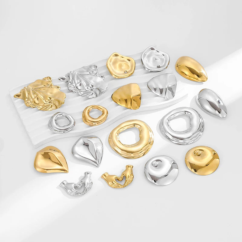 Loe |   Broche geométrico de aço inoxidável, novo banhado a ouro 18k, acessórios de roupas, joias irregulares de alta qualidade