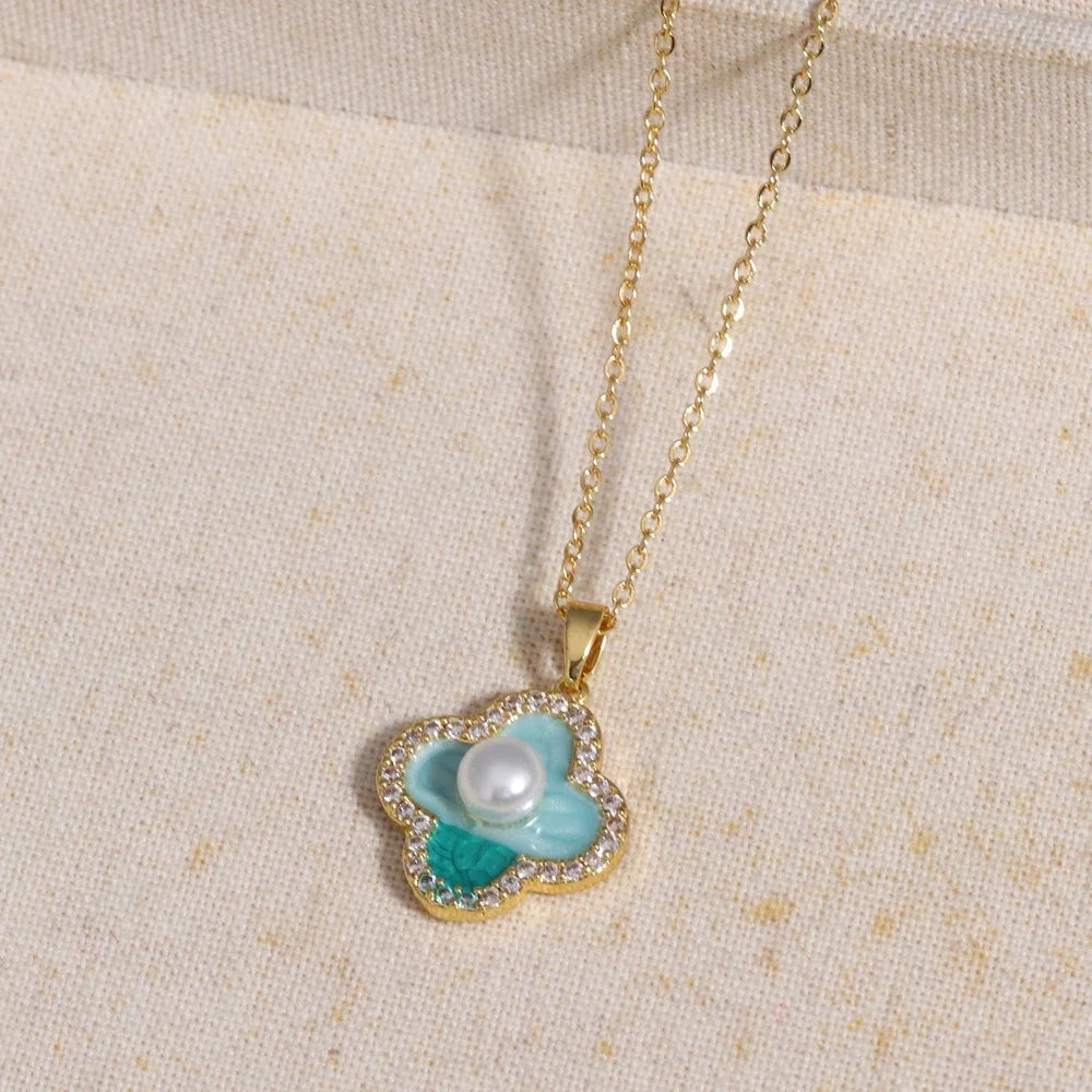 316l aço inoxidável colorido gota de óleo flor coração irregular colar para mulheres meninas vintage francês delicado jóias presentes