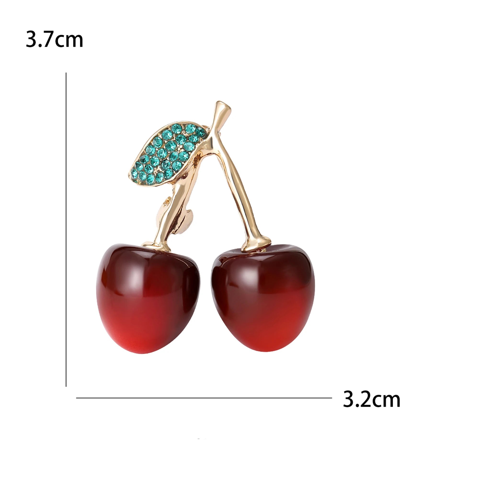 Broches de cereja esmalte para mulheres, Unisex Rhinestone Fruit Pins, Banquete Party Backpack Presentes, Acessórios de jóias