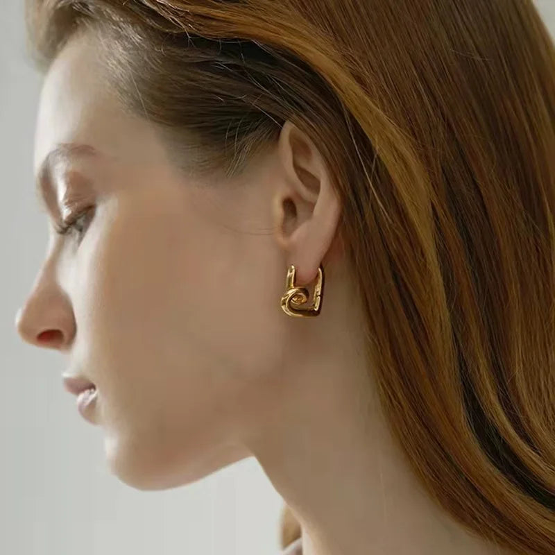 Brincos geométricos de coração de amor oco para mulheres meninas minimalista elegante clássico fivela de orelha casamento noiva joias presentes