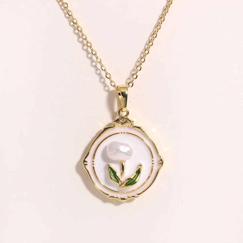 316l aço inoxidável colorido gota de óleo flor coração irregular colar para mulheres meninas vintage francês delicado jóias presentes