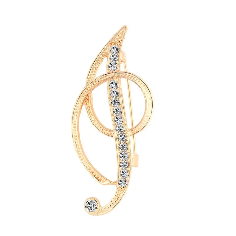 Broche de Letra com Strass Cristal Dourado Elegante