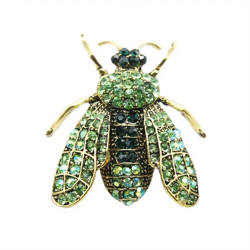 Broche de metal de abelha azul, broches de strass de insetos para mulheres, clipe de cachecol, buquê de joias