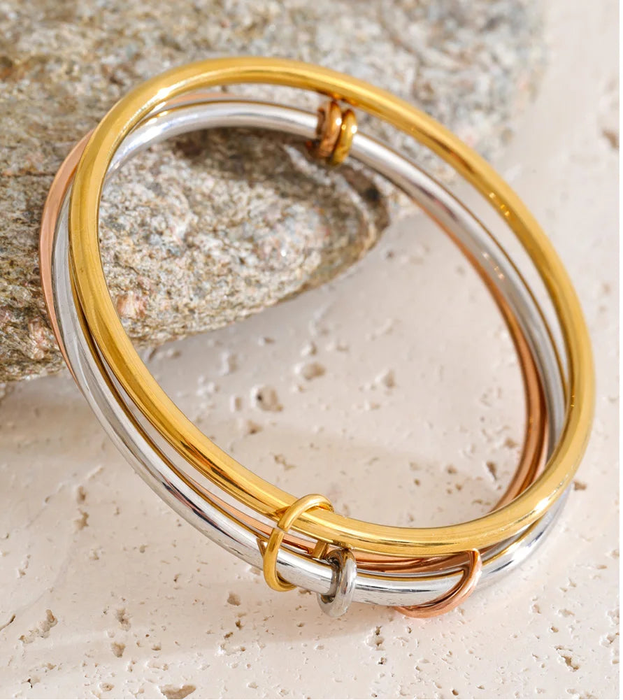 Yhpup 62mm presente caro aço inoxidável três camadas redondas pulseiras de pulso pulseira para mulheres à prova dwaterproof água clássico luxo jóias