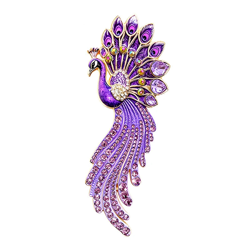 Broche Pavão Luxo com Strass e Design Elegante Feminino