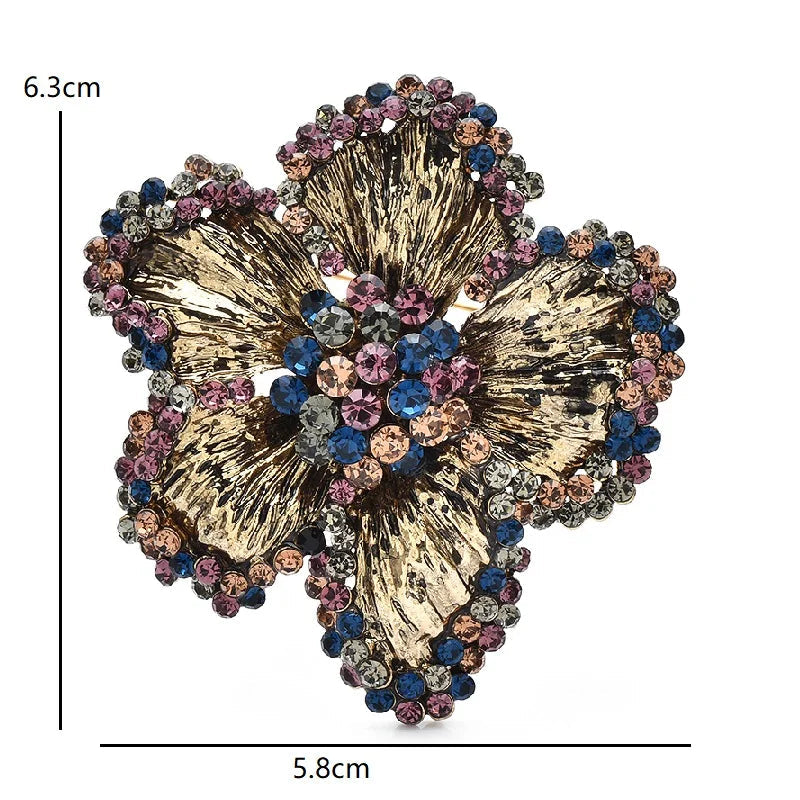 Broche Camélia com Strass e Design Retrô Elegante Feminino