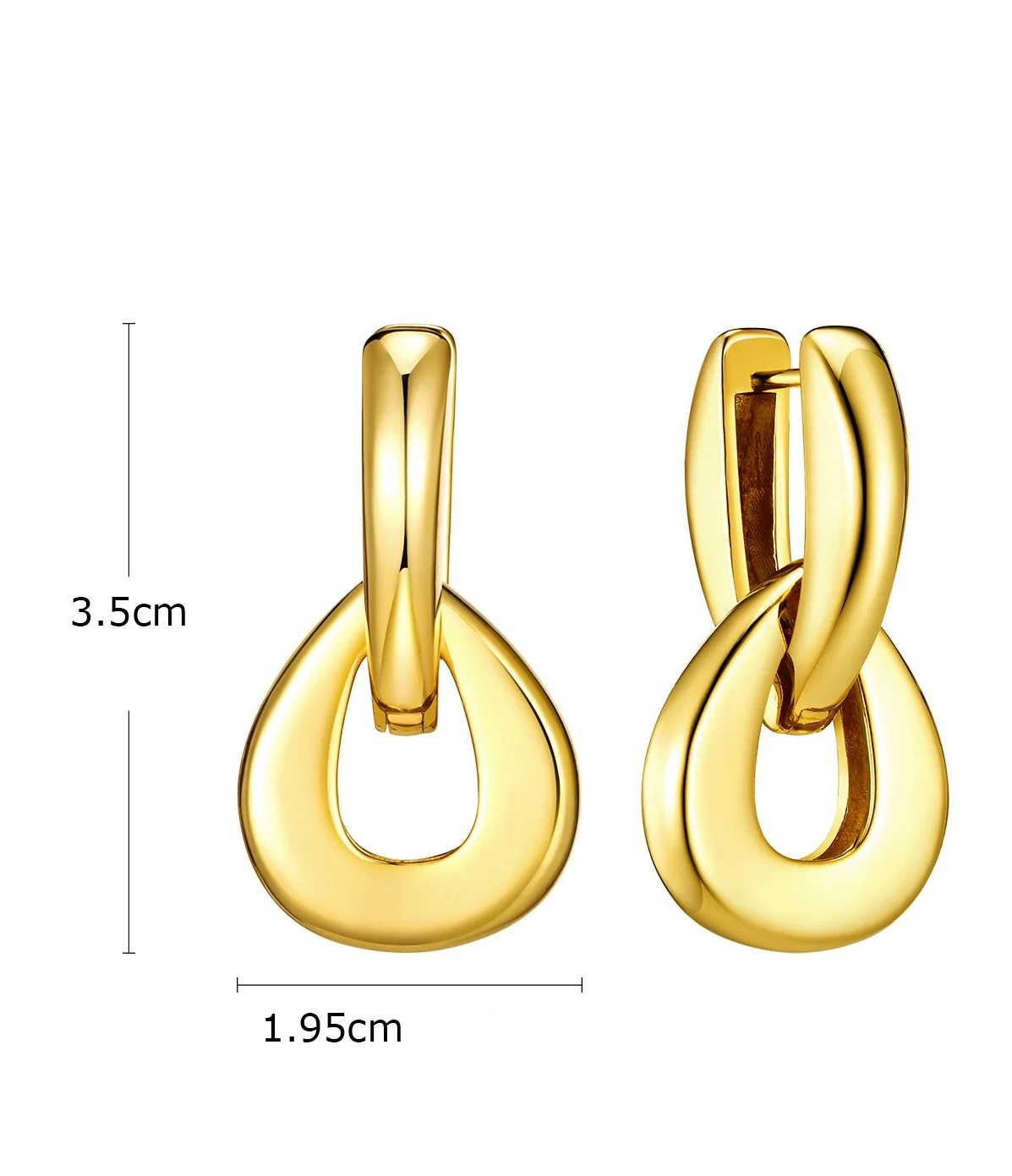 Brincos de argola Vnox para mulheres 18k banhados a ouro suave anel duplo gota de água brinco moda clássica joias patry presente