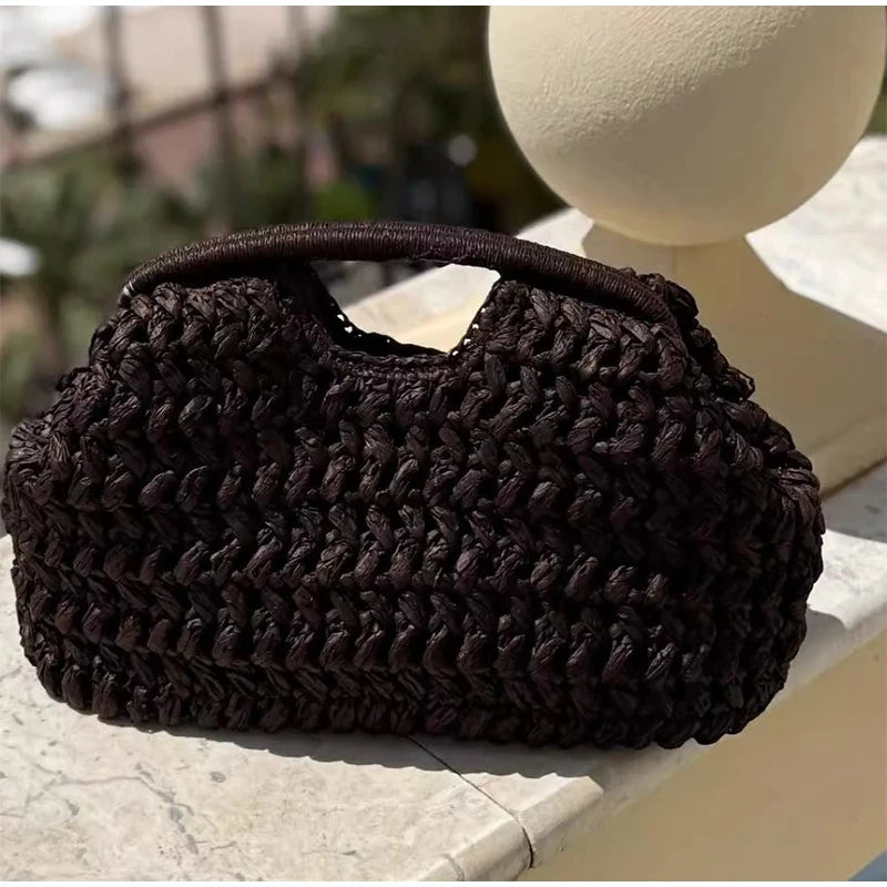 Marca tecido saco de embreagem luxo novo high-end beira-mar férias viagem grande capacidade palha feminina textura simples moda carteira