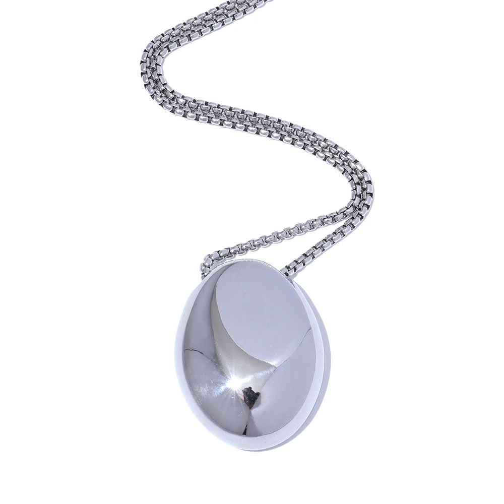 Yhpup 70cm minimalista longo unissex camisola corrente jóias 316l aço inoxidável oval pingente colar para homens mulheres à prova dwaterproof água