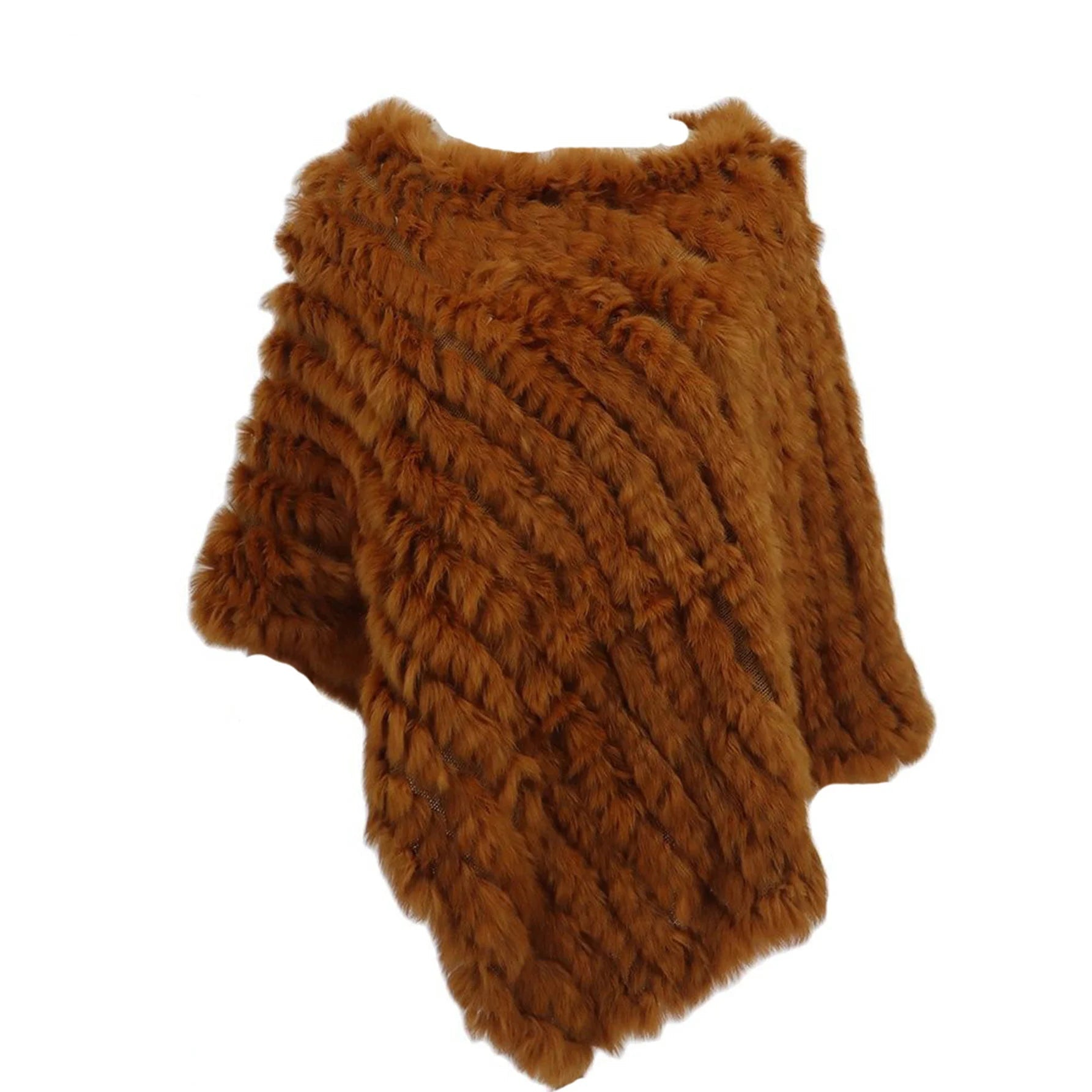 Real pele de coelho de malha natural poncho colete moda envoltório casaco xale senhora cachecol pele natural festa de casamento atacado capa