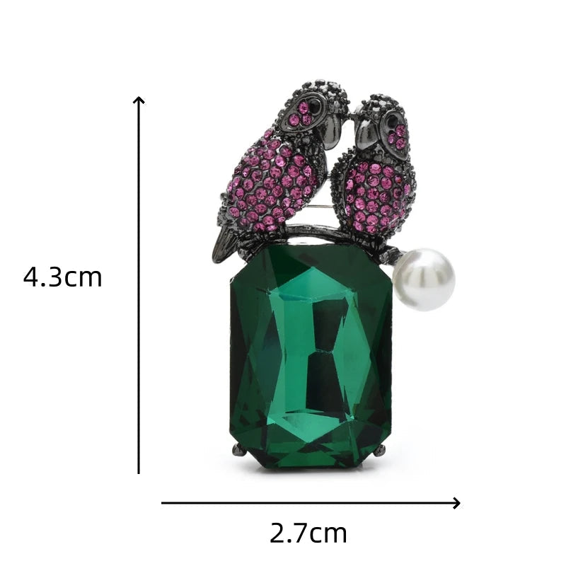 Broche Pássaros com Cristais Design Elegante Feminino