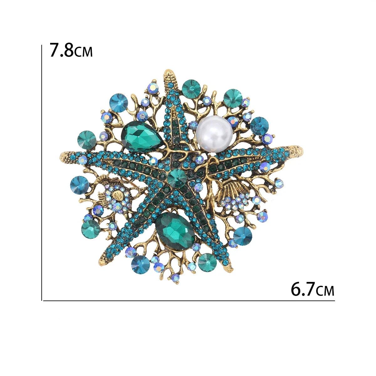 Broches de estrela do mar esmaltados para mulheres unissex concha de pérola alfinetes de plantas do mar festa de escritório presentes para amigos acessórios de joias