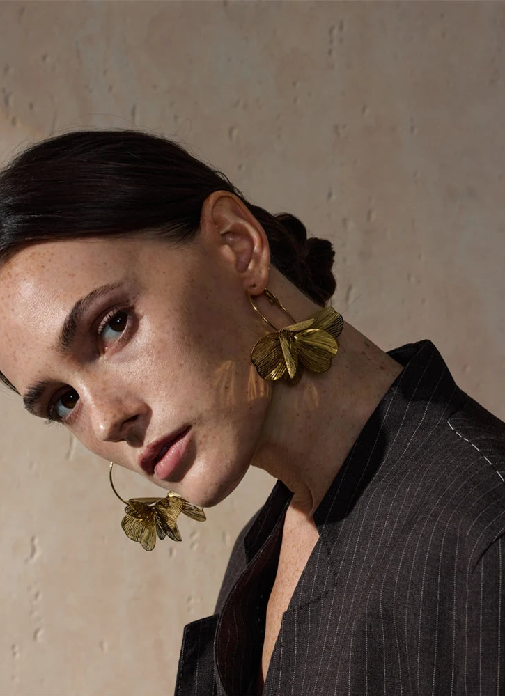 Yhpup design exclusivo de aço inoxidável flor de metal brincos de argola grandes personalidade moda joias atraentes à prova d'água