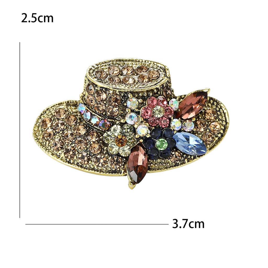 Broche Chapéu de Sol com Strass Elegante Feminino Luxo