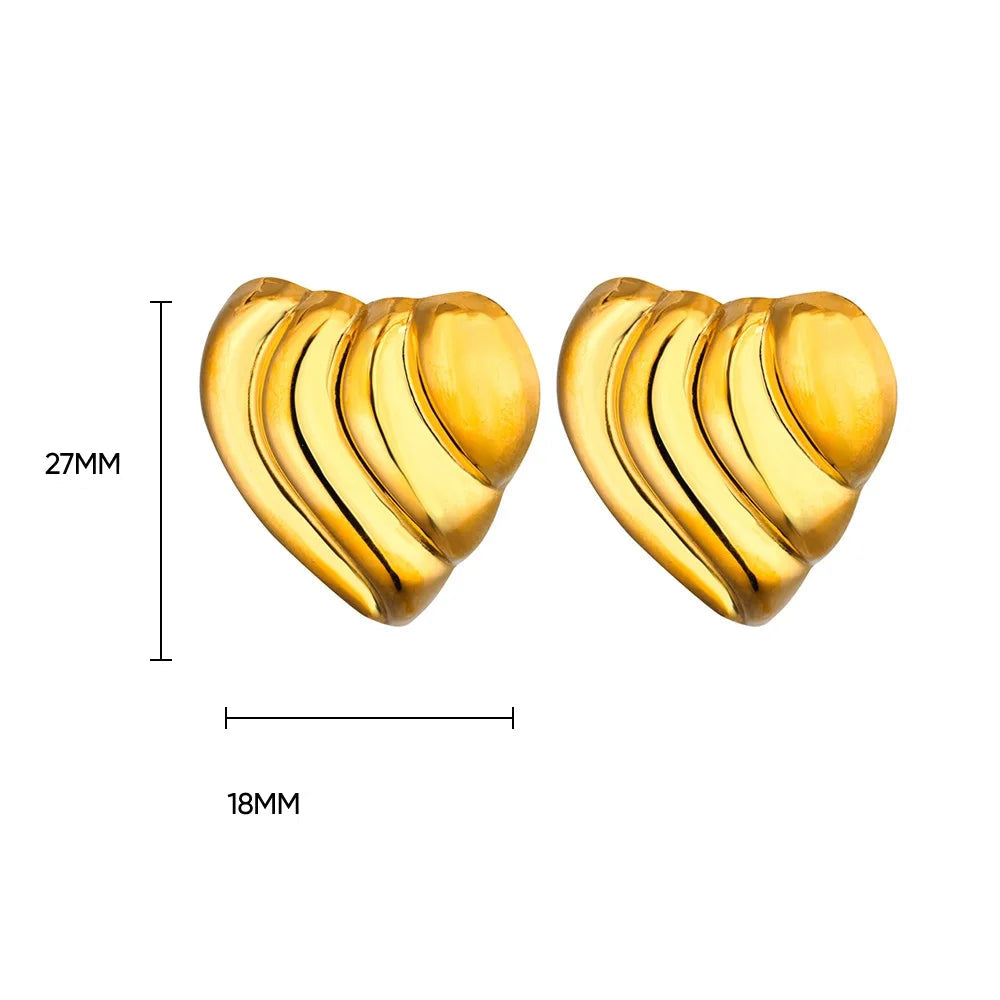Brinco gótico de coração para mulheres, aço inoxidável, dourado, amor, casamento, casal, piercing, joias, presente de dia dos namorados