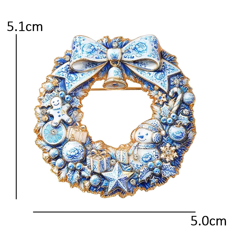 Broche Guirlanda de Natal com Strass Design Elegante Feminino