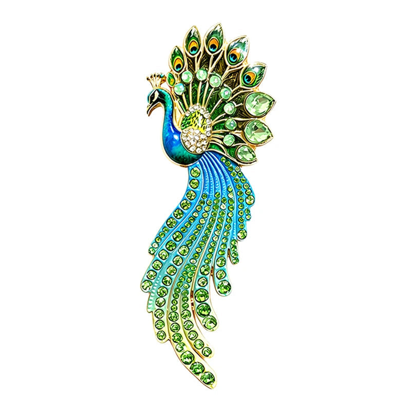 Broche Pavão Luxo com Strass e Design Elegante Feminino