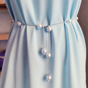 Cinto de pérola ajustável para mulheres, elegante corrente fina, cintura fina, ouro e prata, vestido feminino, joias decorativas