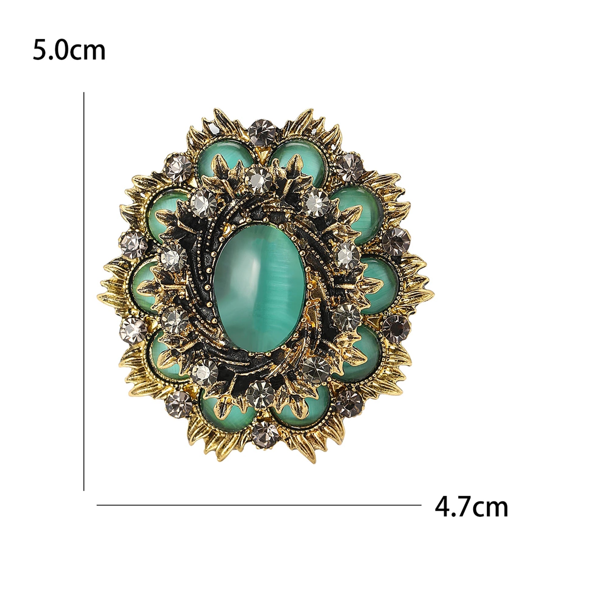 Broches barroco vintage para mulheres, crachá redondo, jóias strass, acessórios para festa de escritório, presentes amigos, unissex