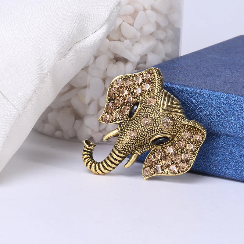 Broches de elefante de strass de luxo para mulheres unissex esmalte animal pinos banquete festa mochila presentes acessórios de joias