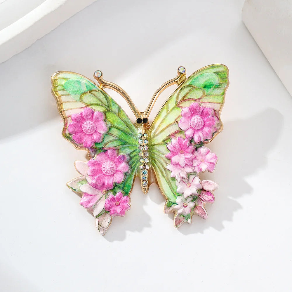 Jardme broche de borboleta esmaltado vintage para mulheres, luxo, lindo inseto colorido com flor, alfinetes de roupas femininas, presentes