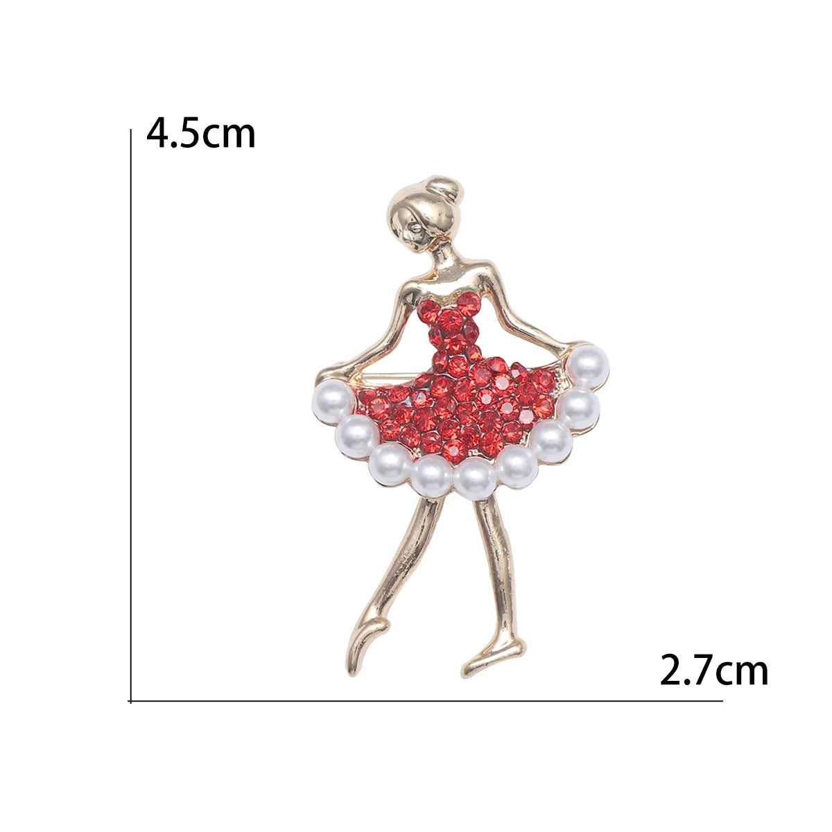 Broche Bailarina Esmaltado com Strass Elegante Feminino
