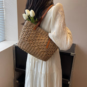 Designer casual rattan vime sacola grande capacidade tecido feminino verão praia palha bolsa senhora viagem grande cesta