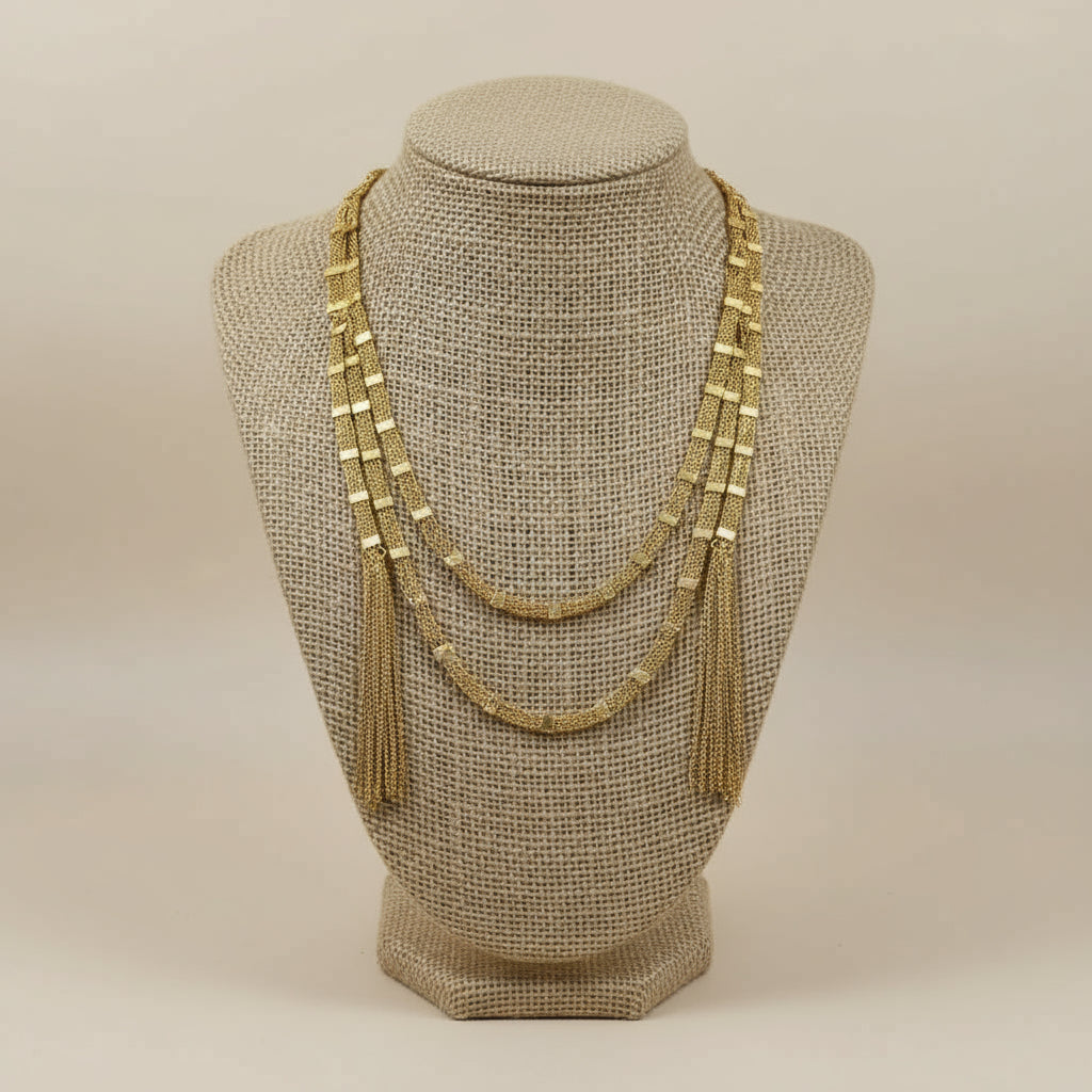 2025 moda masculina e feminina quadrado extra longo borla luz luxo high end multi camada empilhado colar presente