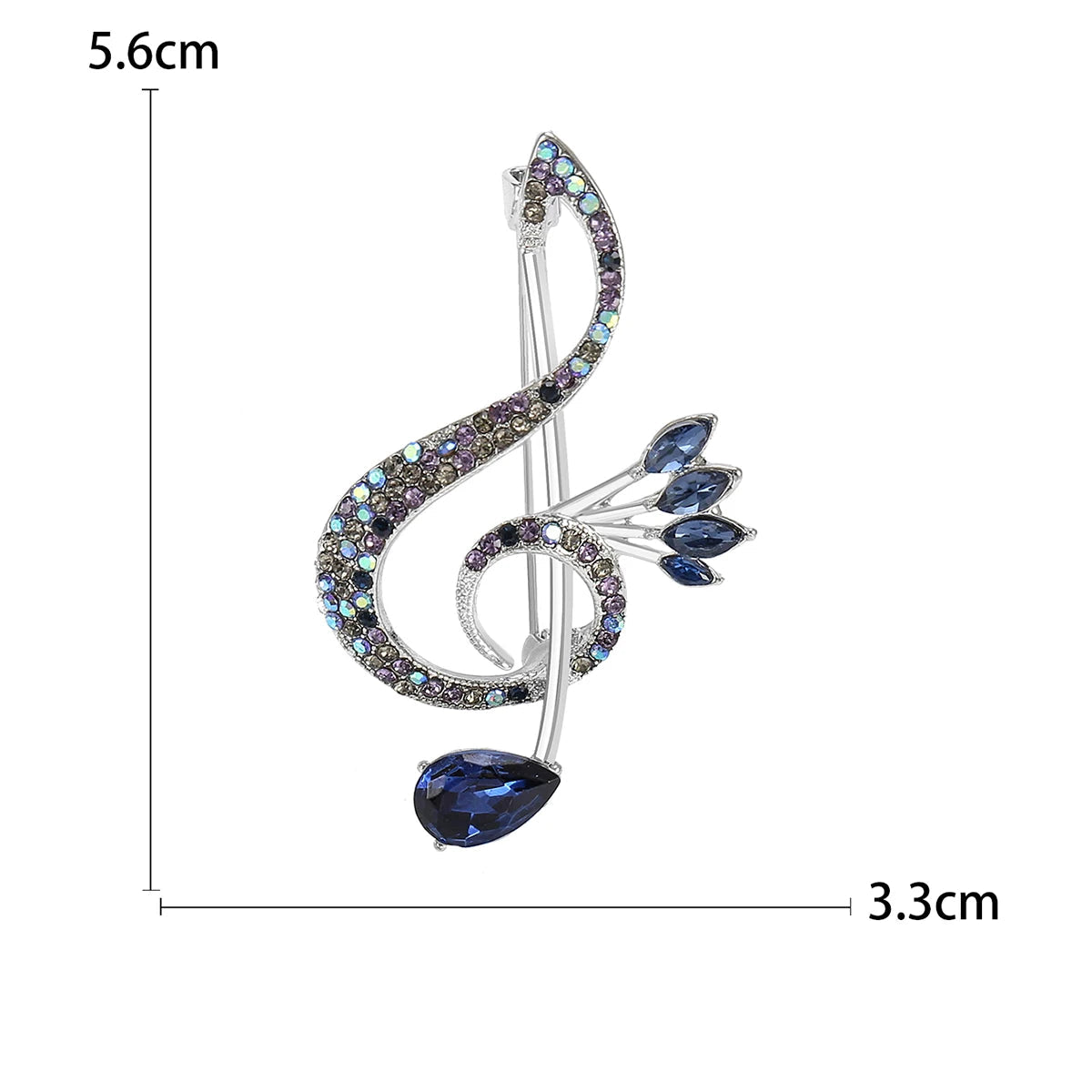 Beaut & berry luxo strass música nota broches para mulheres unissex glamour pinos casual acessórios de festa presentes de ano novo amigos