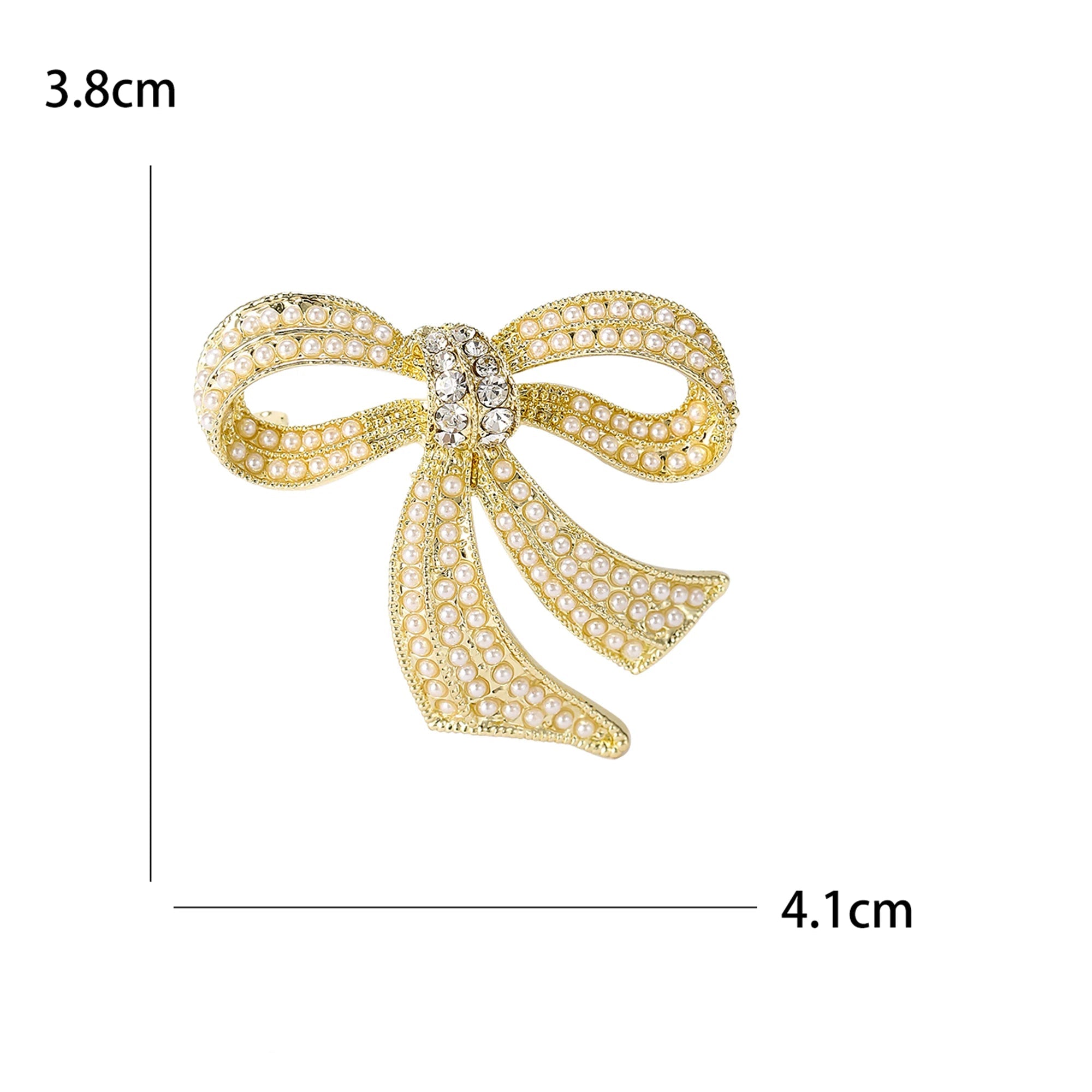 Broche Laço Feminino com Strass e Pérolas para Acessórios